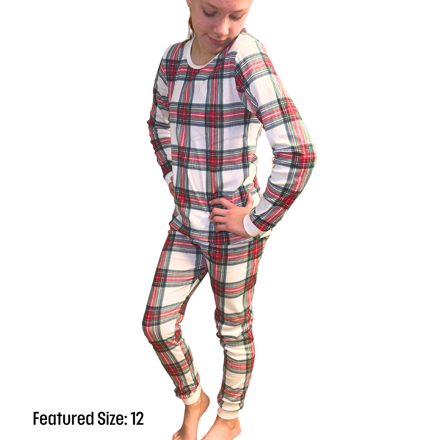 Toddler/Kid Holiday Tartan Checkered Pajamas | Size 12M-12Y