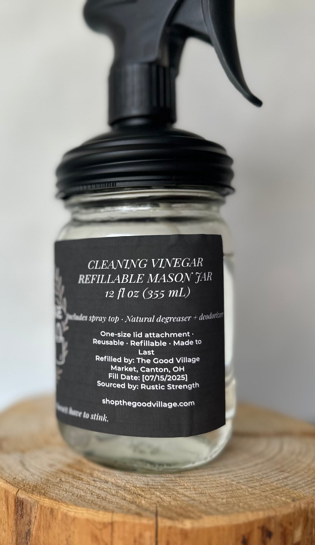 Cleaning Vinegar (with Spray Top) Starter Set – 12 oz Refillable Jar