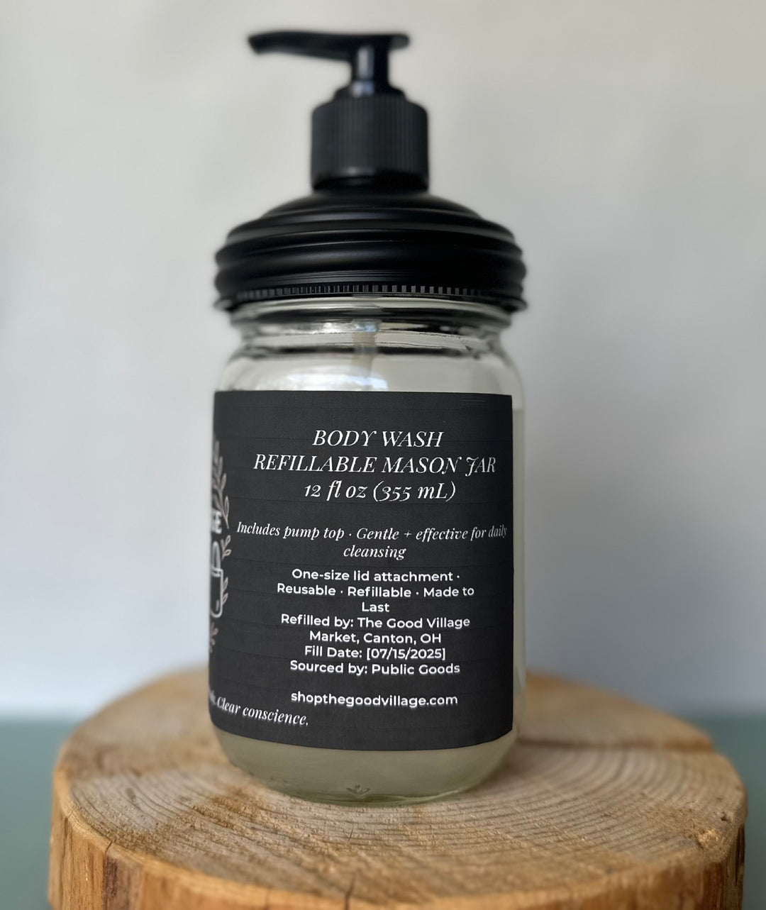 Body Wash (with Pump Top) – 12 oz Refillable Jar