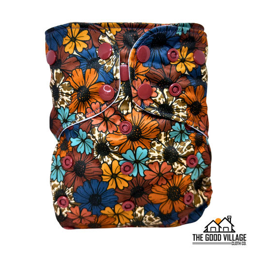 One Size Pocket Diaper |  Floral Cow