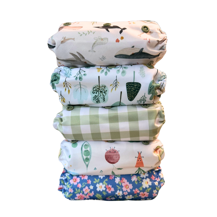 One Size Pocket Diaper Starter Bundle | Mossy Check