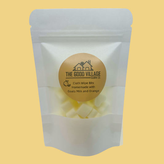 Cloth Wipe Bits – Goats Milk & Sweet Orange | Natural Wipe Solution Cubes