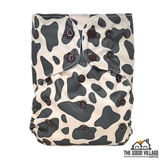 One Size Pocket Diaper | Cow Print