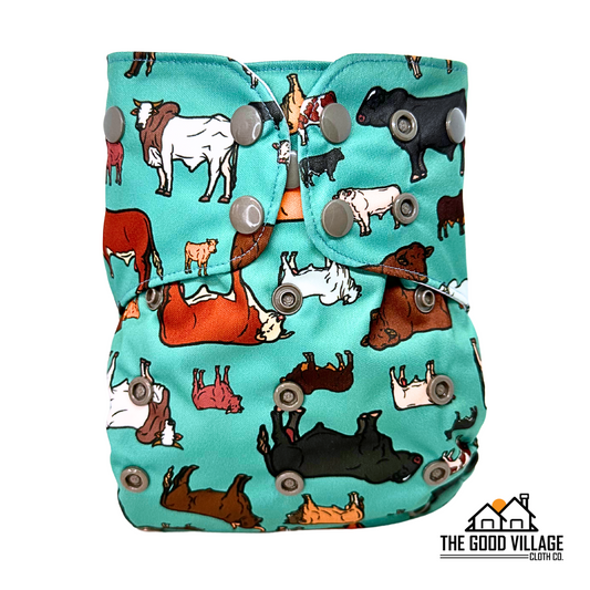 One Size Pocket Diaper | Cows