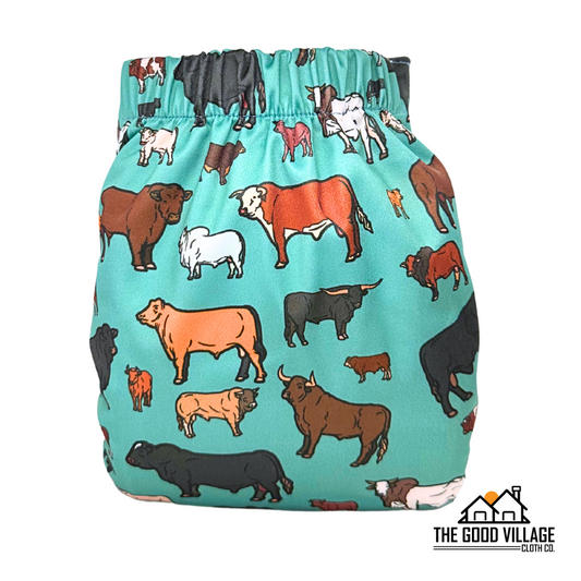One Size Pocket Diaper | Cows