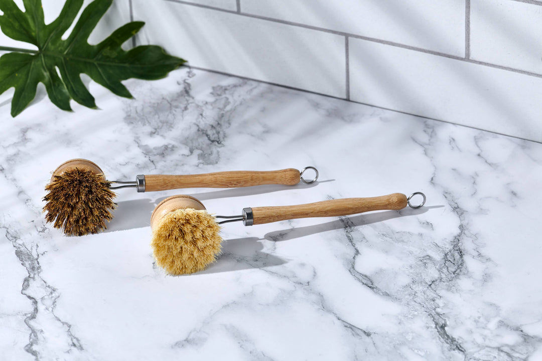 Long Handle Wood & Metal Dish Brush – 9"