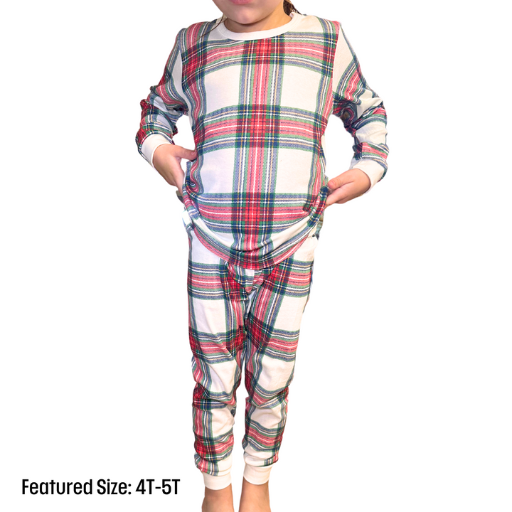 Toddler/Kid Holiday Tartan Checkered Pajamas | Size 12M-12Y