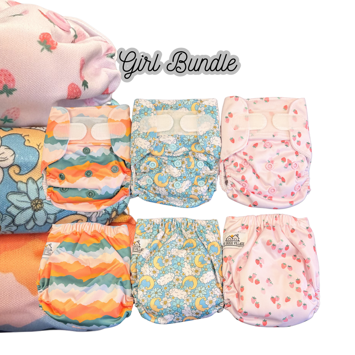 Newborn Cloth Diaper Bundle: 3 All-in-One Newborn Diapers