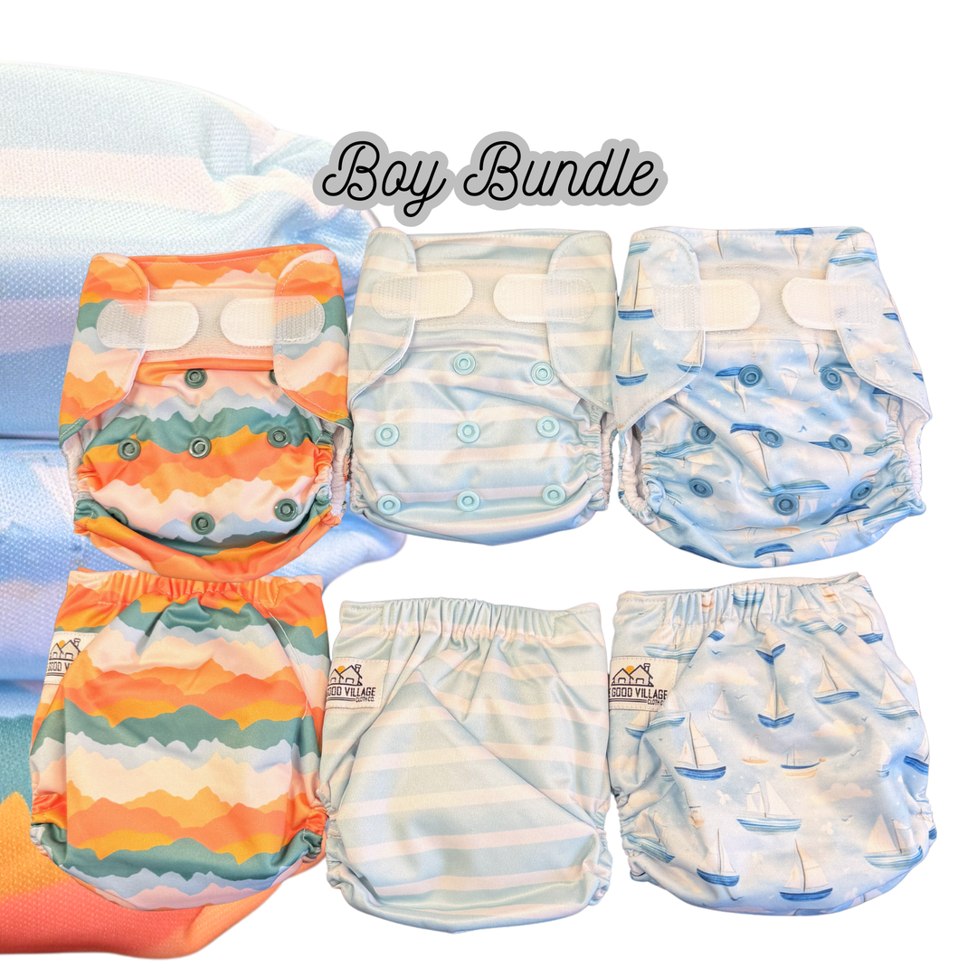 Newborn Cloth Diaper Bundle: 3 All-in-One Newborn Diapers