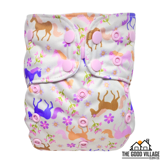 One Size Pocket Diaper | Lavendar Horses