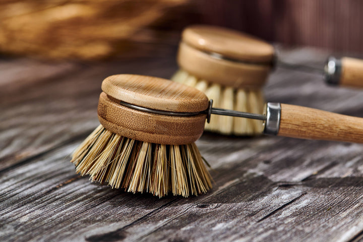 Long Handle Wood & Metal Dish Brush – 9"