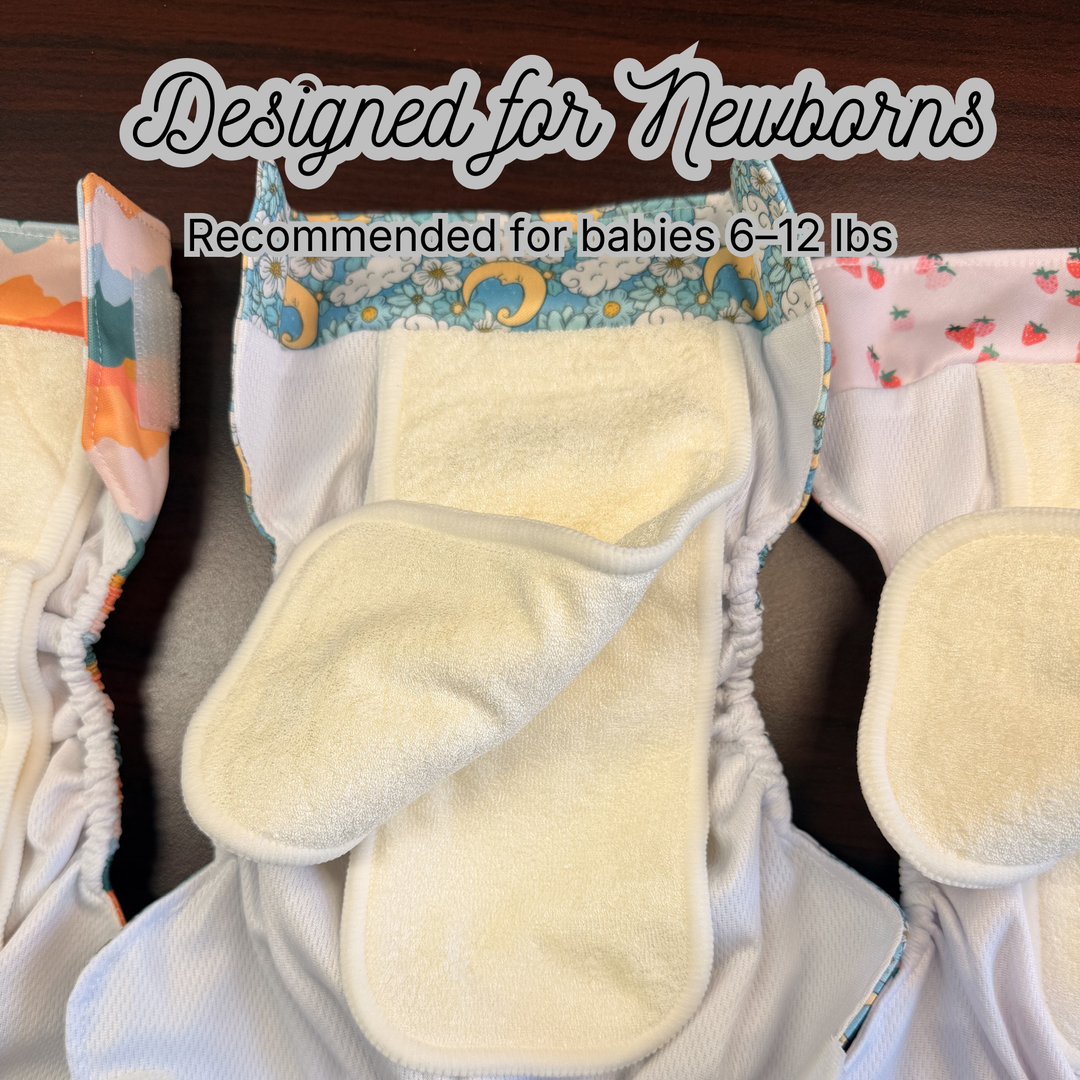 Newborn Cloth Diaper Bundle: 3 All-in-One Newborn Diapers