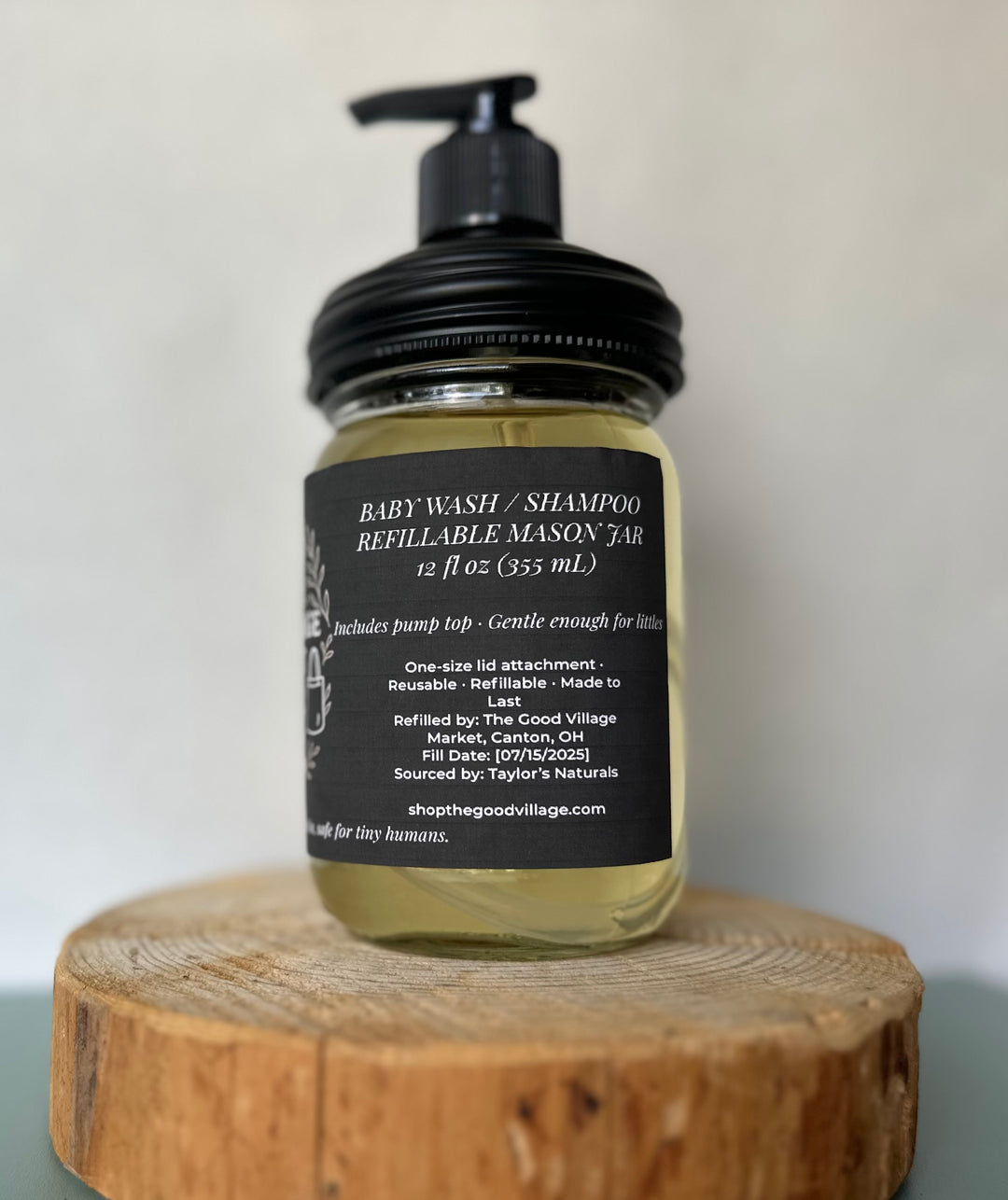 Baby Wash + Shampoo (with Pump Top) Starter Set – 12 oz Refillable Jar