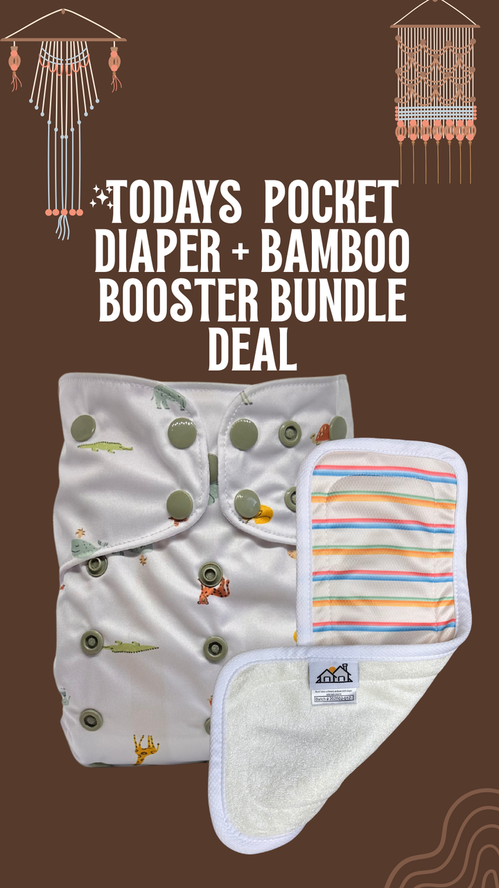 4 Year Anniversary Pocket Diaper + Bamboo Booster Bundle- Monday