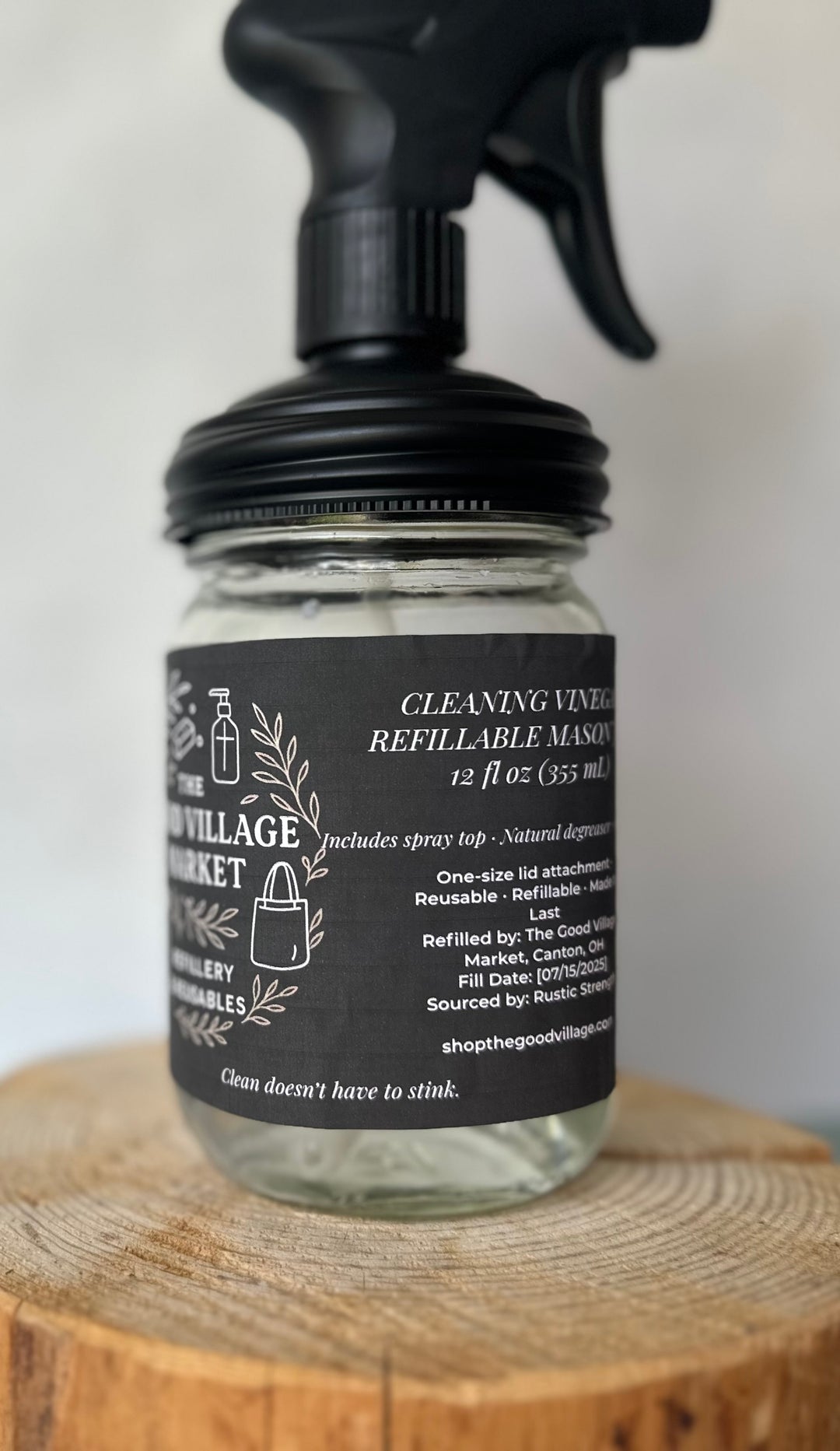 Cleaning Vinegar (with Spray Top) Starter Set – 12 oz Refillable Jar