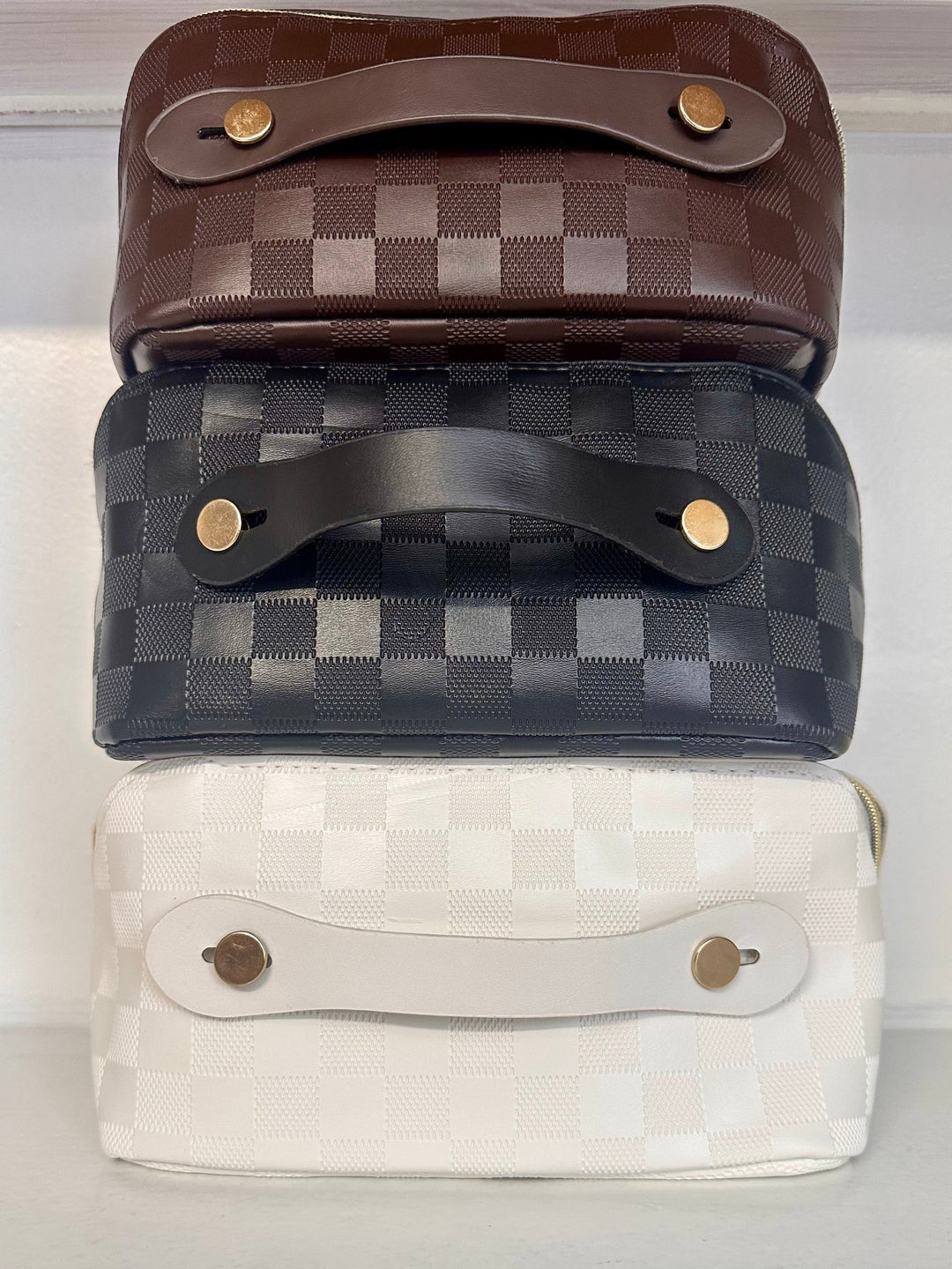 Fold Open Travel Bag | Checkered Brown