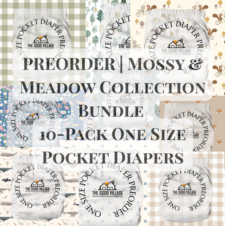 PREORDER | Mossy & Meadow Collection Bundle 🌿 10-Pack One Size Pocket Diapers