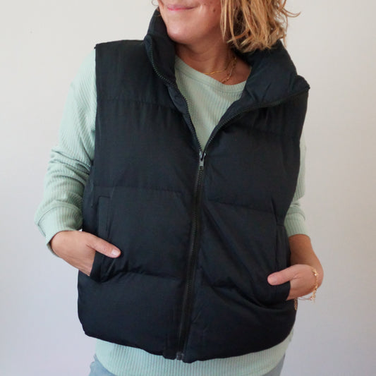 The Beth Puffer Vest | Black | Size M