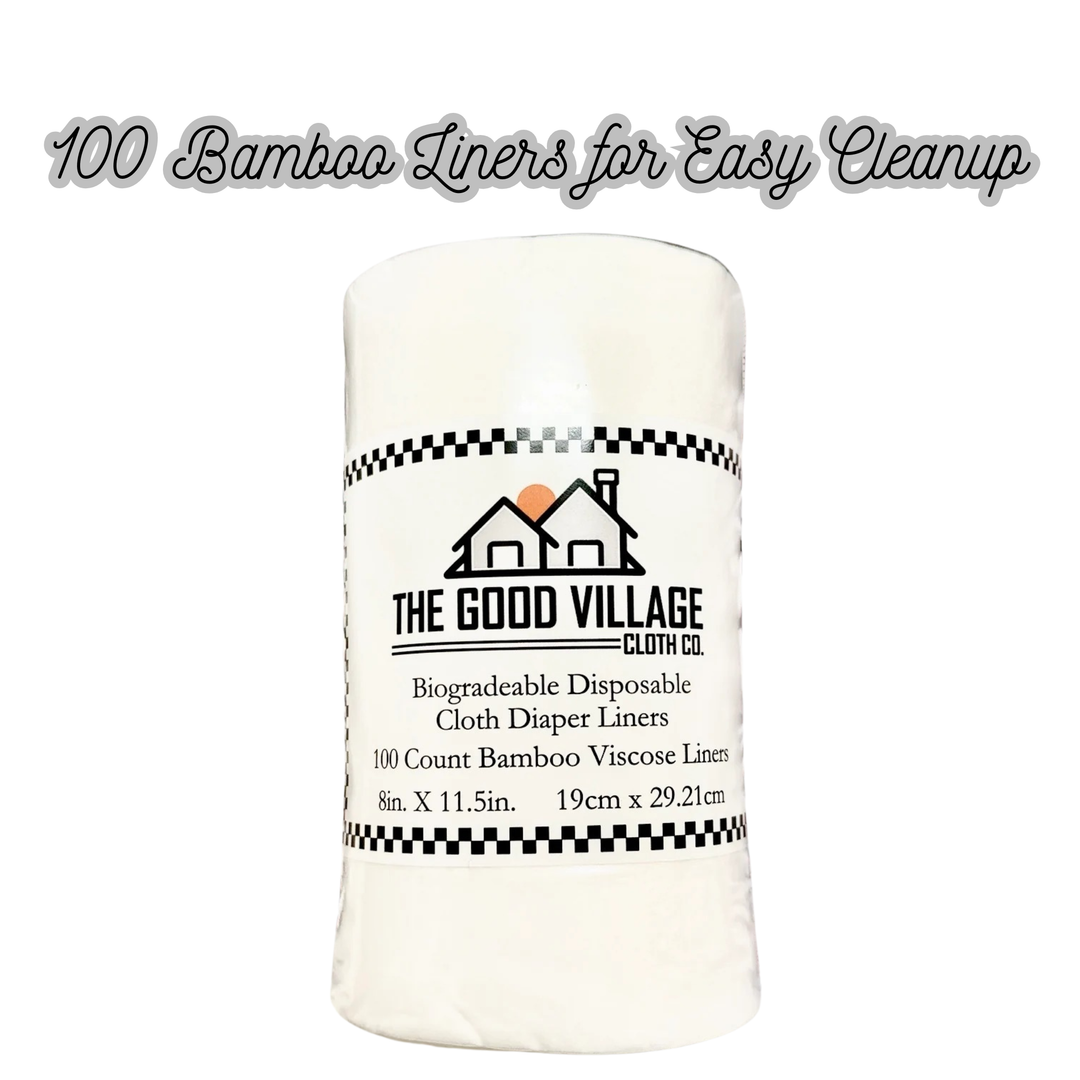 Cloth diaper starter bundle with pocket cloth diapers, hemp cotton inserts, bamboo liners and hanging wet bag
